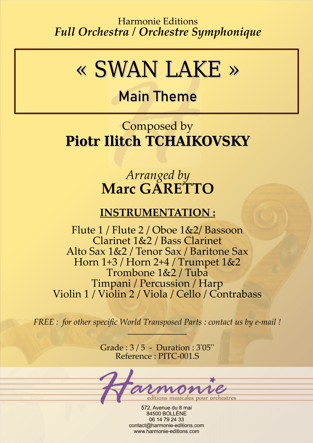 Swan Lake - Le Lac des Cygnes - Scene - Piotr Ilitch Tchaïkovski // Full Orchestra (arr. Marc GARETTO)