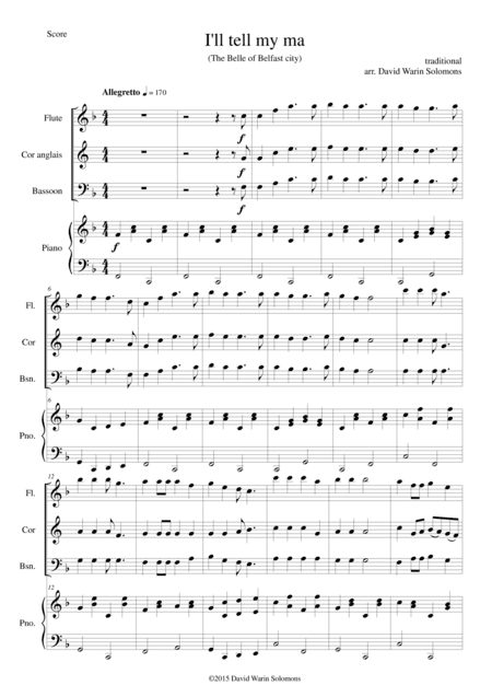 I'll tell my Ma (Belle of Belfast City) for flute cor anglais bassoon and piano (arr. David Warin Solomons)