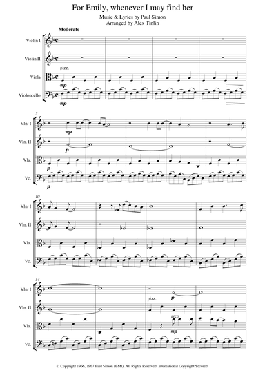 For Emily, Whenever I May Find Her (arr. Alex Tinlin)