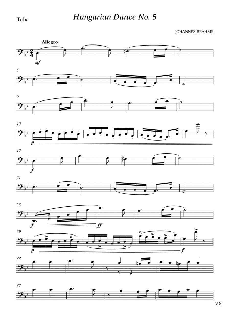 Hungarian Dance No. 5 for Tuba (arr. Cássio Silva Chaves)