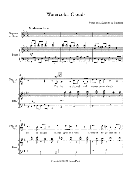 Watercolor Clouds for High Voice and Piano