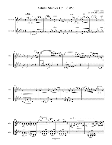 Artists' Studies Op. 38 #58 (arr. Nick Lacanski)