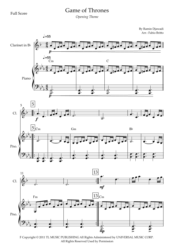 Game Of Thrones (arr. Fabio Britto)