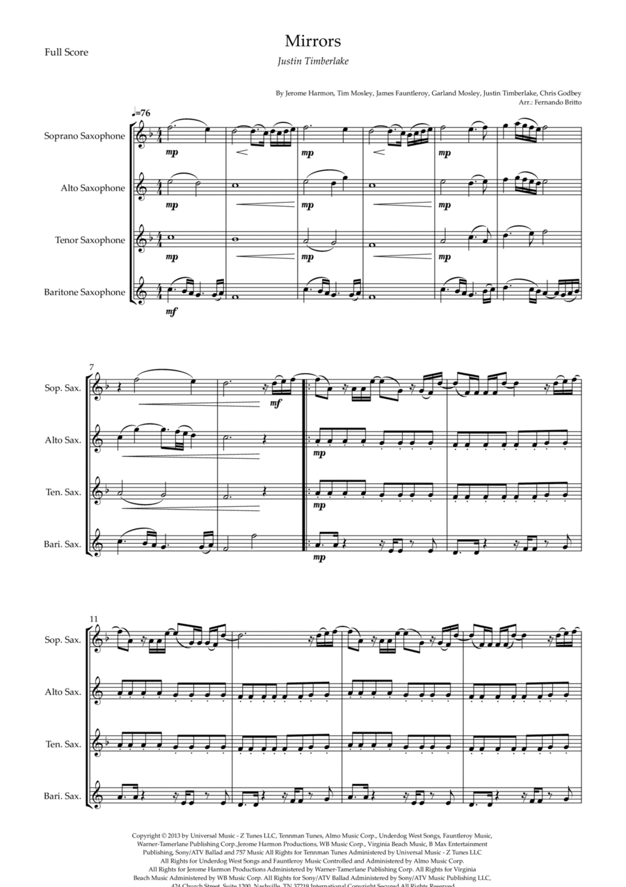 Mirrors (arr. Fernando Britto)