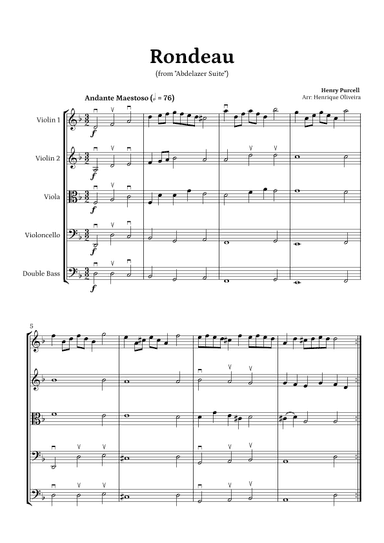 Rondeau from "Abdelazer Suite" by Henry Purcell - For String Quintet (arr. Henrique Oliveira)