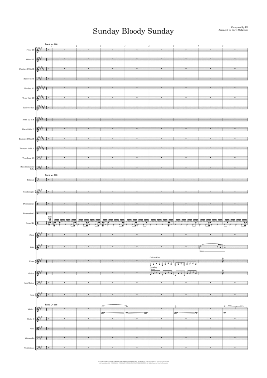 Sunday Bloody Sunday (arr. Daryl McKenzie)