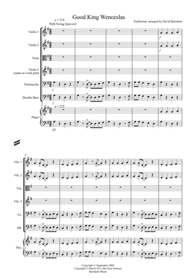 Good King Wenceslas (jazzy style!) for String Orchestra (arr. David Burndrett)