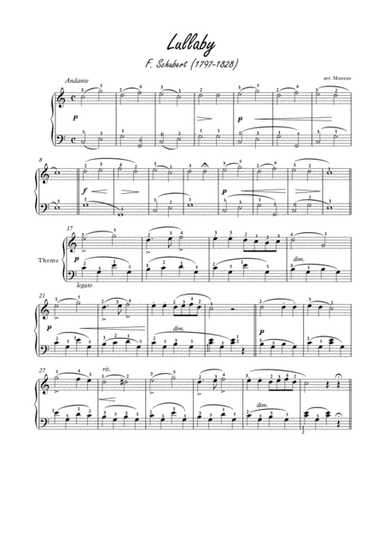 Melodie by Schubert for easy piano (arr. PianoSheetNow)