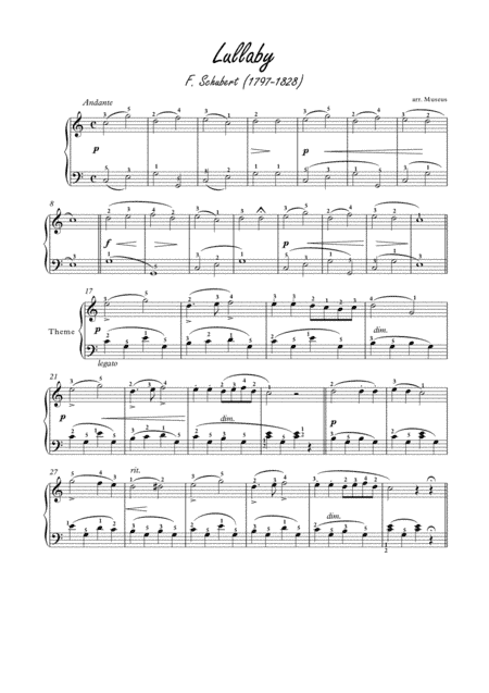 Melodie by Schubert for easy piano (arr. PianoSheetNow)