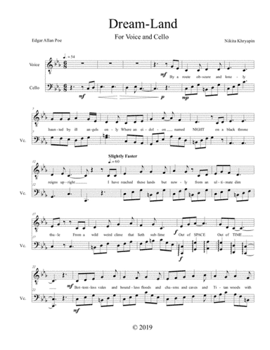 Dreamland by Edgar Allan Poe set to Bass Voice and Cello