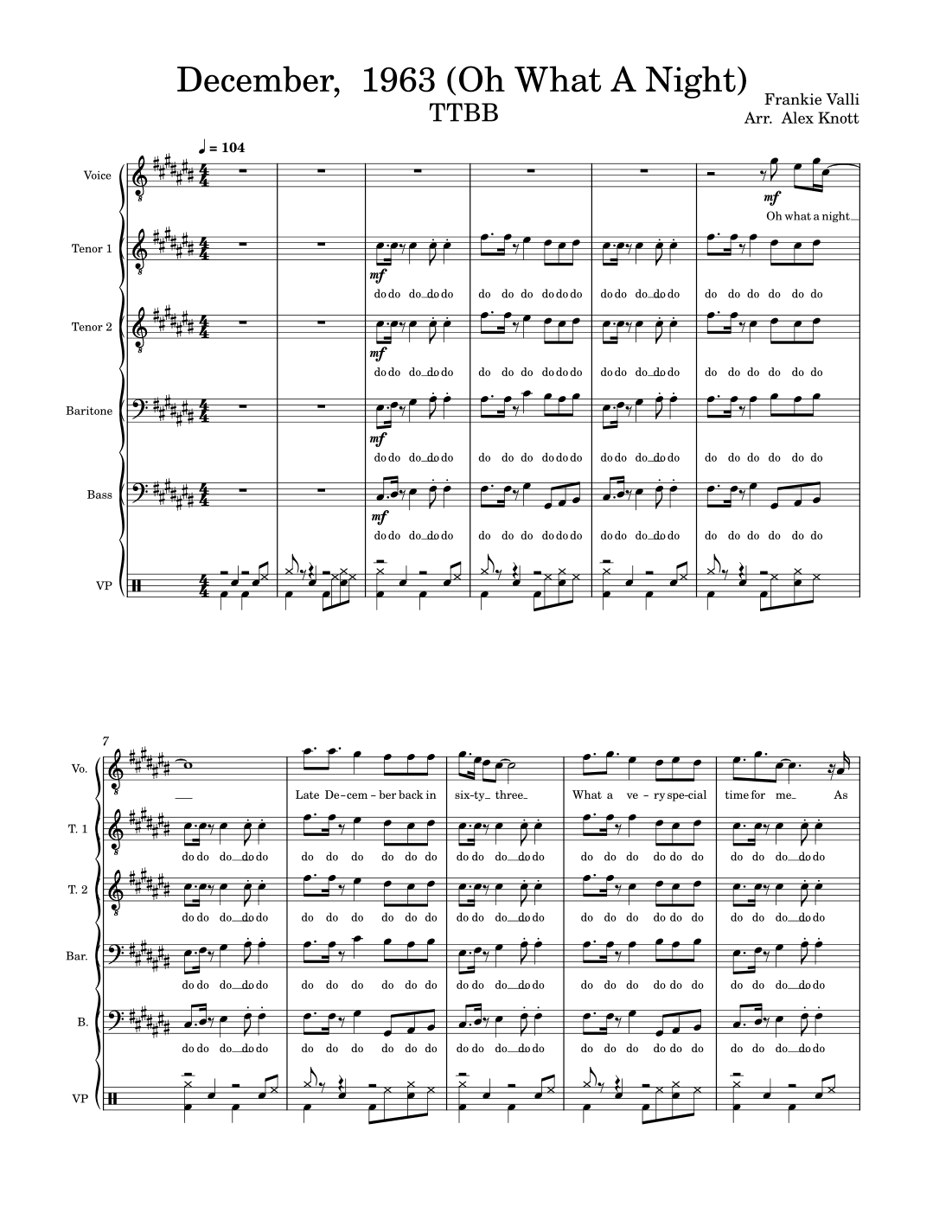 December 1963 (oh, What A Night) (arr. Alex Knott)
