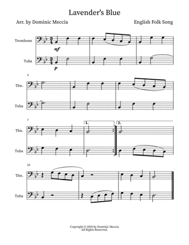 Lavender's Blue- Trombone and Tuba Duet (arr. Dominic Meccia)