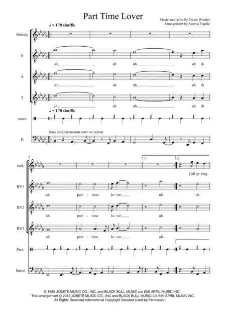 Part-time Lover (arr. Andrea Figallo)