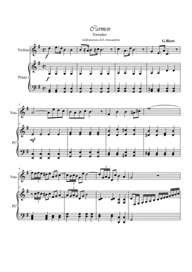 Toreador from Bizet's Carmen. Violin and piano (arr. Ester Alessandrini)