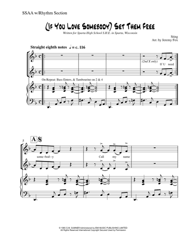 If You Love Somebody Set Them Free (arr. Jeremy Fox)