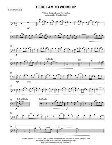 Here I Am To Worship (light Of The World) (arr. Greg Birdwell)