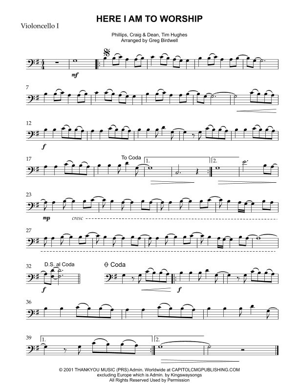 Here I Am To Worship (light Of The World) (arr. Greg Birdwell)