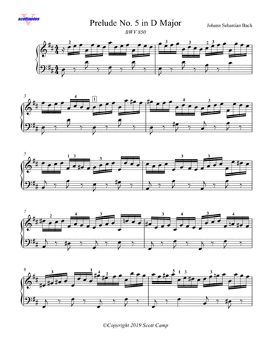 Prelude No. 5 in D Major BWV 850 (arr. Scott Camp)