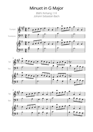 Minuet in G major BWV Anh. 114 - Bach - Trumpet and Trombone w/ Piano (arr. Ygor Nunes)