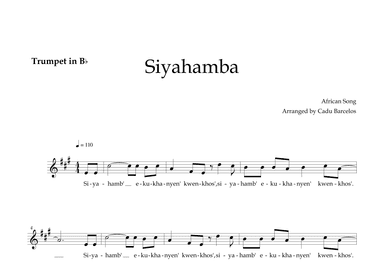 Siyahamba - Trumpet (African Song) (arr. Cadu Barcelos)