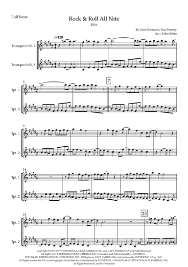 Rock And Roll All Nite (arr. Fabio Britto)