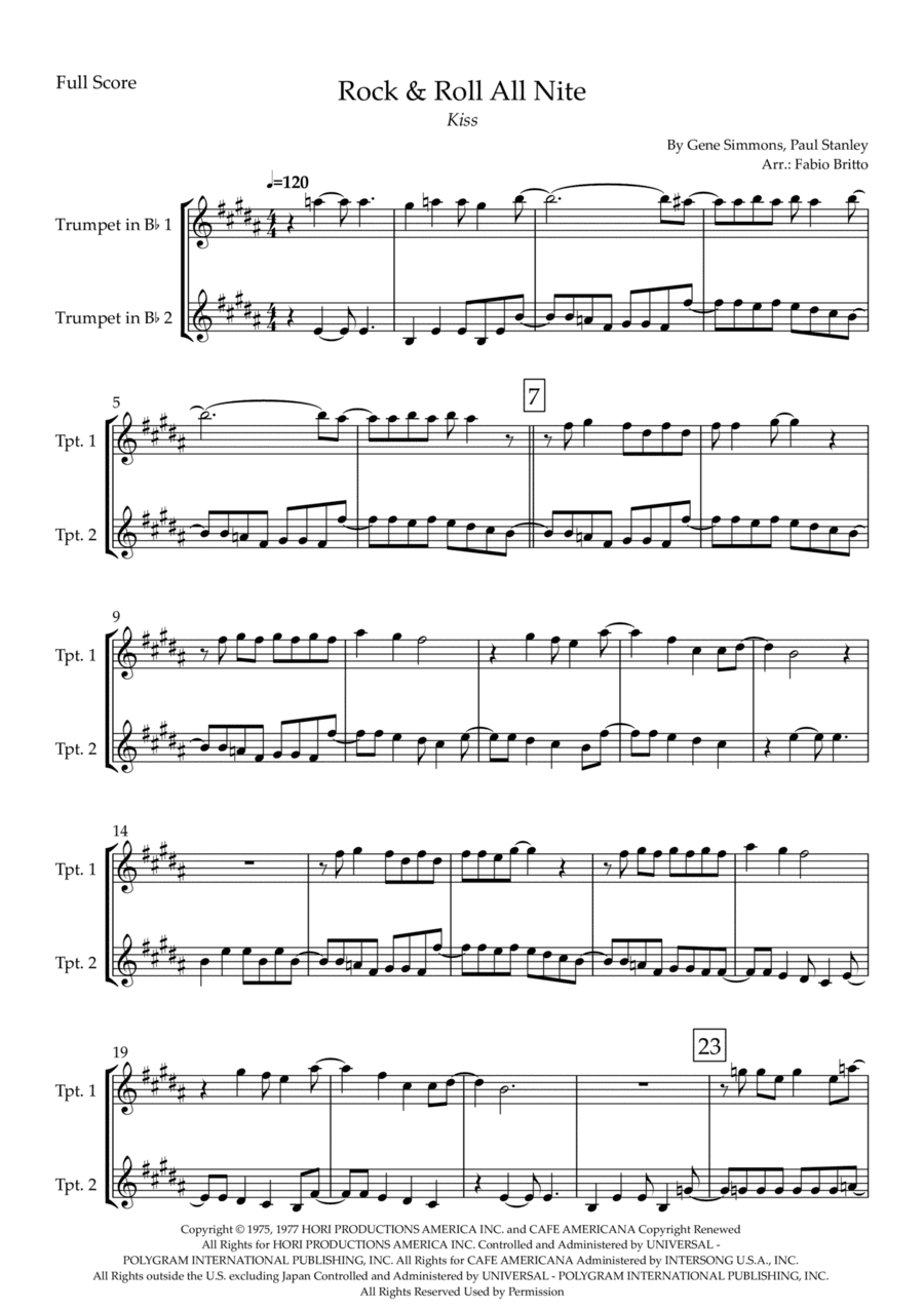 Rock And Roll All Nite (arr. Fabio Britto)
