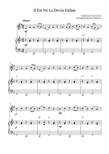 Il Est Né Le Devin Enfant (arr. Kaiserin Rebecca)