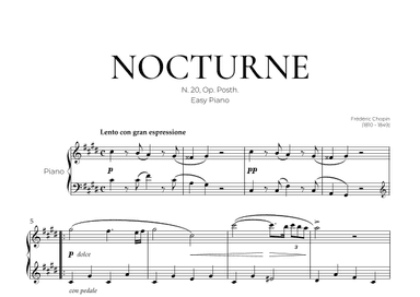Nocturne in C sharp minor, n.20, Op. posth. (Easy Piano) - Frédéric Chopin (arr. Pedro Merendi)