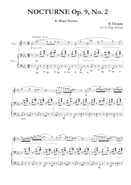Nocturne Op. 9, No. 2 for Flute and Piano (arr. Diego Marani)