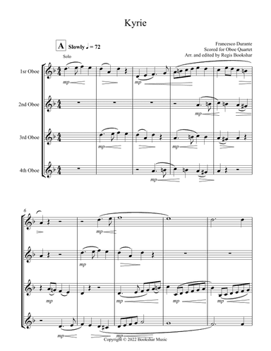 Kyrie (Durante) (Oboe Quartet) (arr. Regis Bookshar)