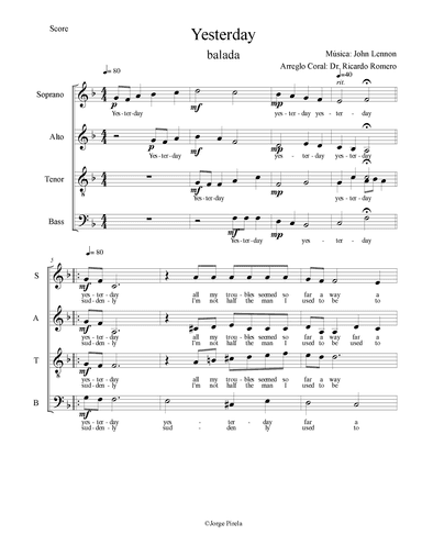 Yesterday (arr. Dr. Ricardo José Romero Núñez)