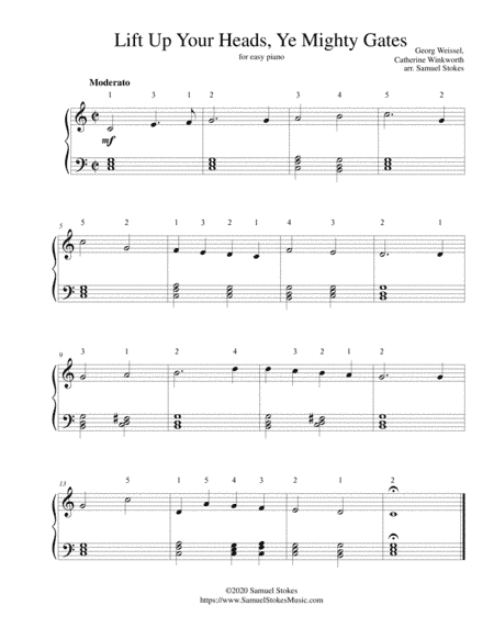 Lift Up Your Heads, Ye Mighty Gates (Lift Up Your Heads, O Mighty Gates) - for easy piano (arr. Samuel Stokes)