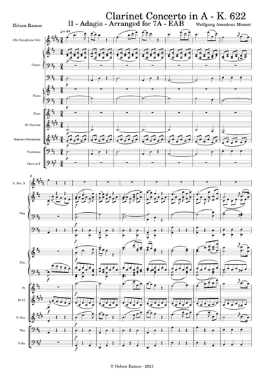 Clarinet Concerto in A major, K. 622 - Score Only (arr. Nelson Ramos)
