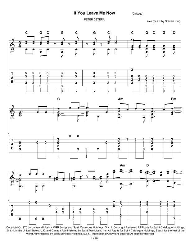 If You Leave Me Now (arr. Steven King)