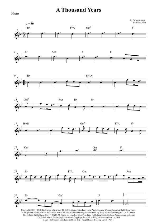 A Thousand Years (arr. Wesley S. SIlva)