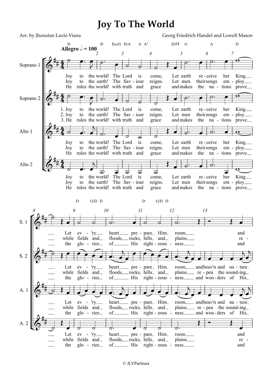 Joy To The World (arr. Jhonatan Lucio Viana)