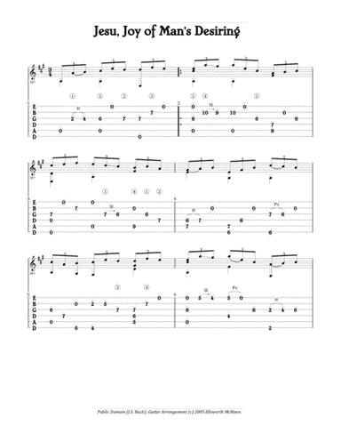 Jesu, Joy of Man's Desiring (For Fingerstyle Guitar Tuned Drop D) (arr. Ellsworth McMeen)
