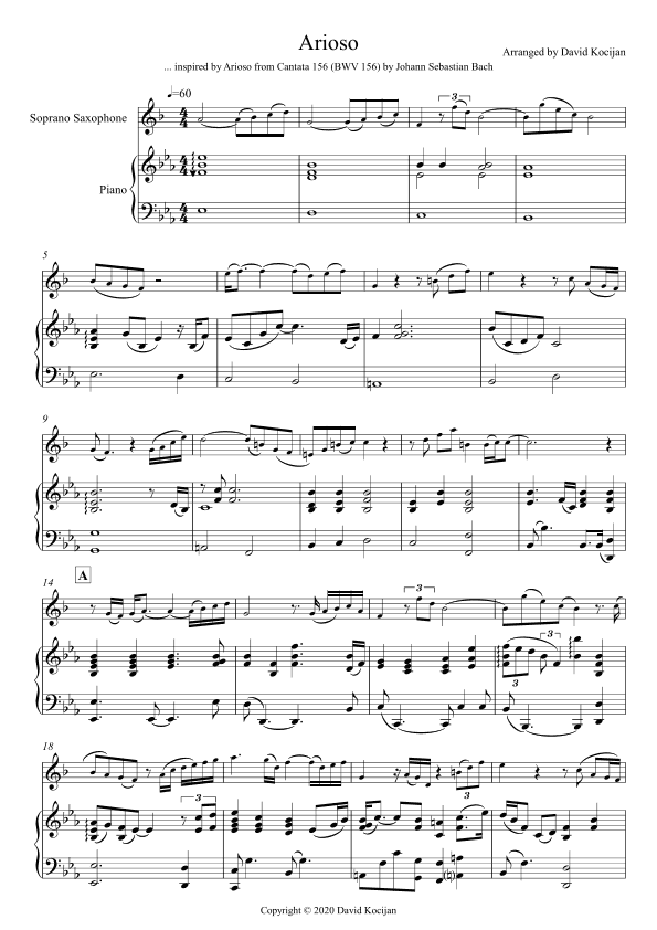 Arioso (soprano sax & piano) - INT (arr. David Kocijan)