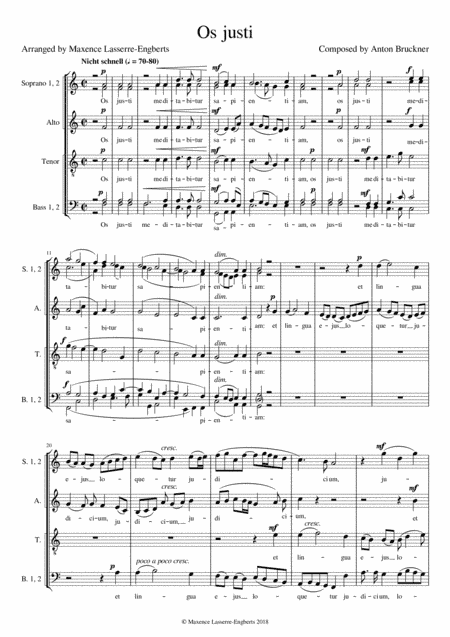 Os justi (Bruckner) for 6 voices (SSATBB) (arr. Maxence Lasserre-Engberts)
