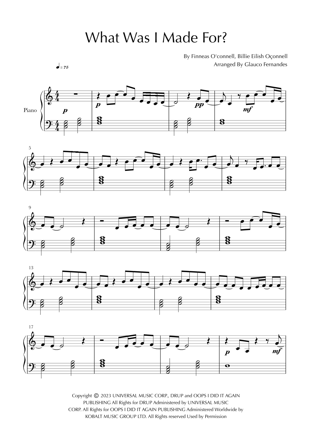 What Was I Made For? (arr. Glauco Fernandes)