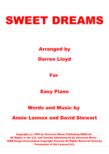 Sweet Dreams (Are Made Of This) (arr. Darren Lloyd)