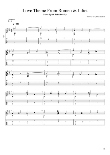 Love Theme from Romeo and Juliet (Solo Fingerstyle Guitar Tab) (arr. Chris Richter)