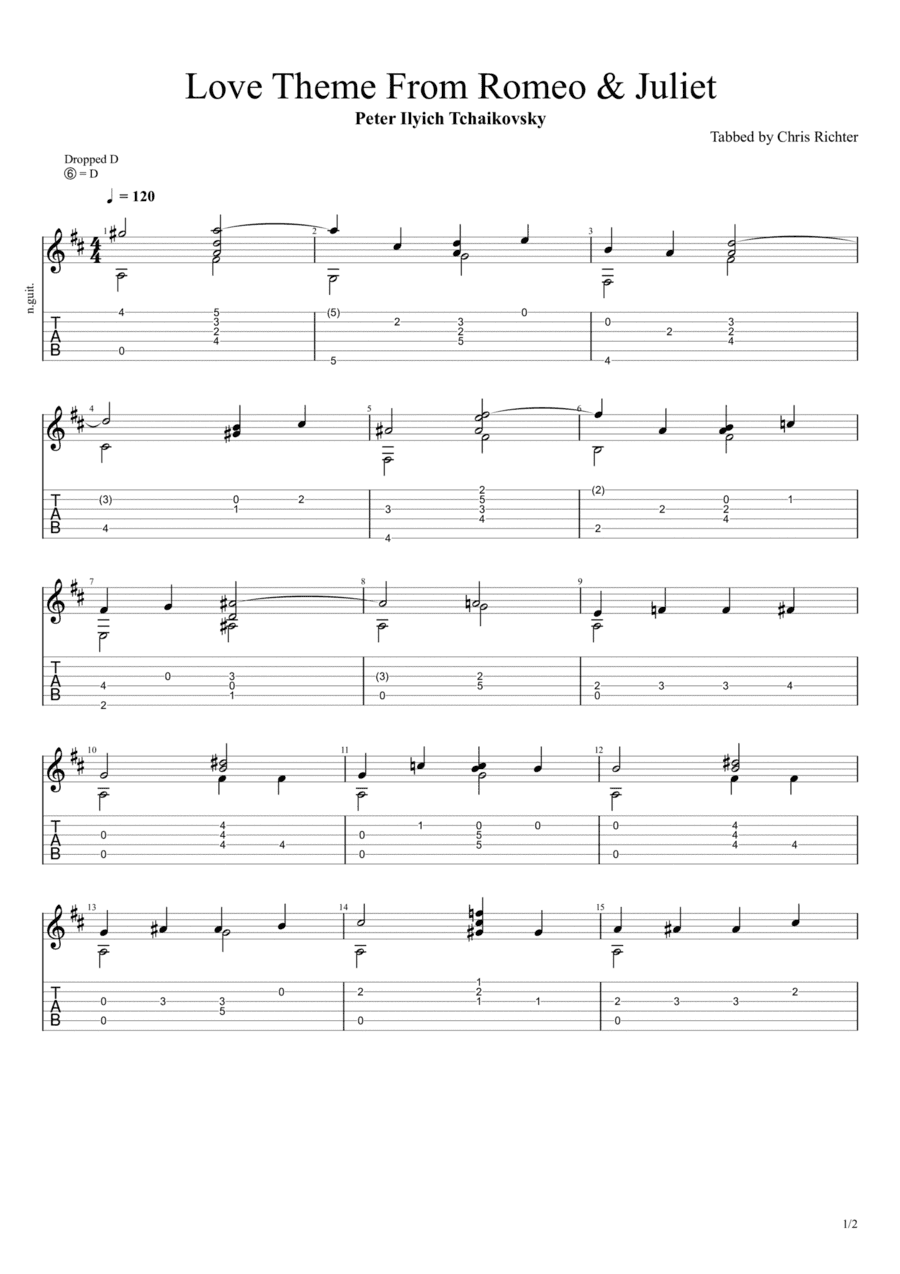 Love Theme from Romeo and Juliet (Solo Fingerstyle Guitar Tab) (arr. Chris Richter)