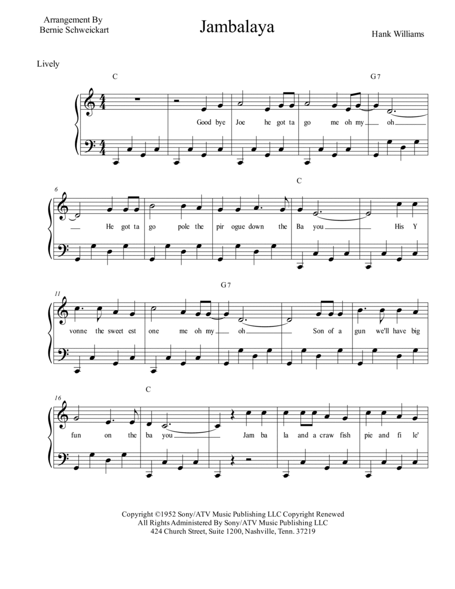 Jambalaya (on The Bayou) (arr. Bernie Schweickart)