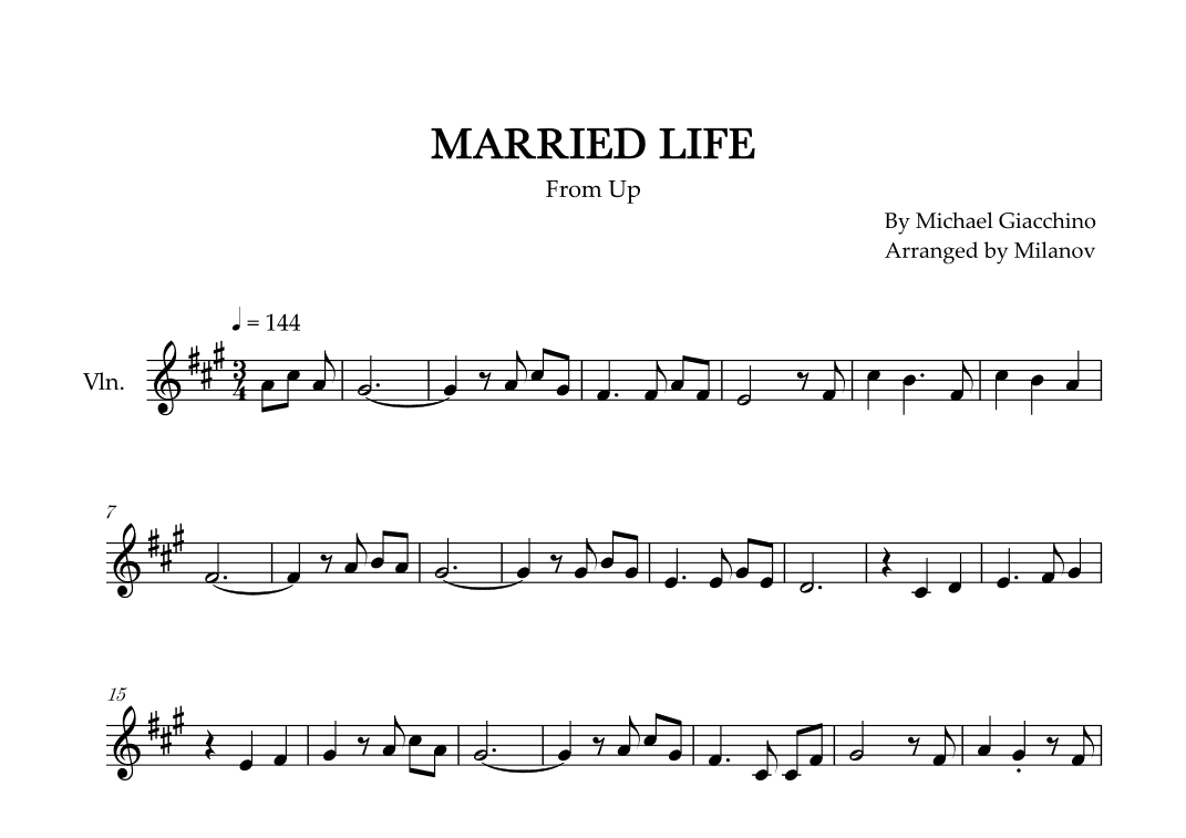 Married Life (arr. Milanov)