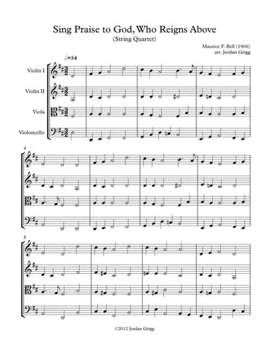 Sing Praise to God, Who Reigns Above (String Quartet) (arr. Jordan Grigg)