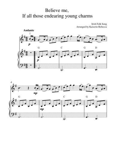 Believe me,  If all those endearing young charms (violin solo and piano accompaniment) (arr. Kaiserin Rebecca)