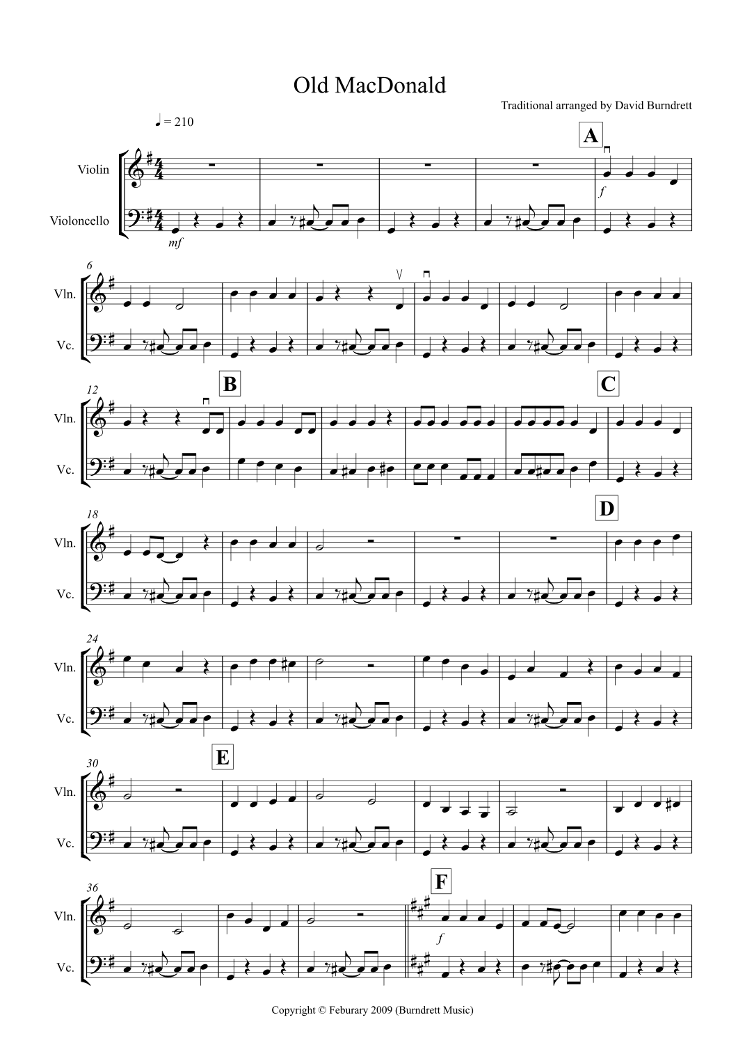 Old MacDonald! for Violin and Cello Duet (arr. David Burndrett)