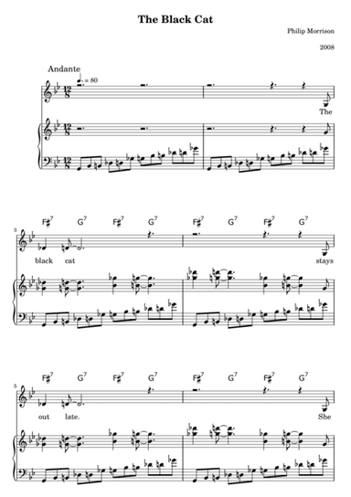 The Black Cat For Vocal and Piano Accompaniment