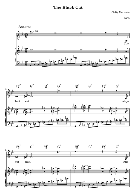 The Black Cat For Vocal and Piano Accompaniment